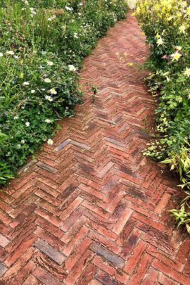 Clay Pavers Laid In Herringbone Pattern