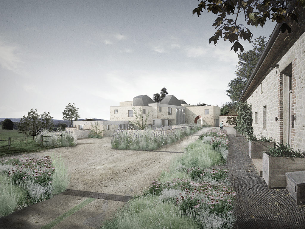 Contemporary House South Downs Render Contemporary House View from Driveway   © Sandy Rendel Architects