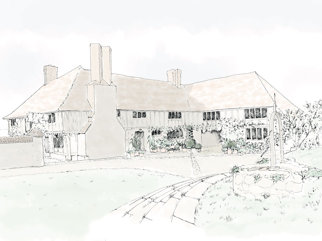 Giraffe Hall Courtyard Sketch