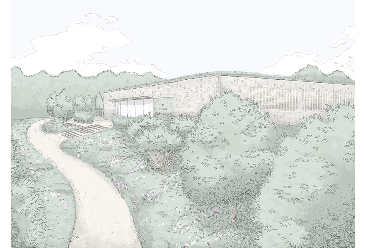 Illustration Of Domaine Evremond winery by Marian Boswall Landscape Architects