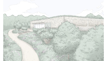 Illustration Of Domaine Evremond winery by Marian Boswall Landscape Architects