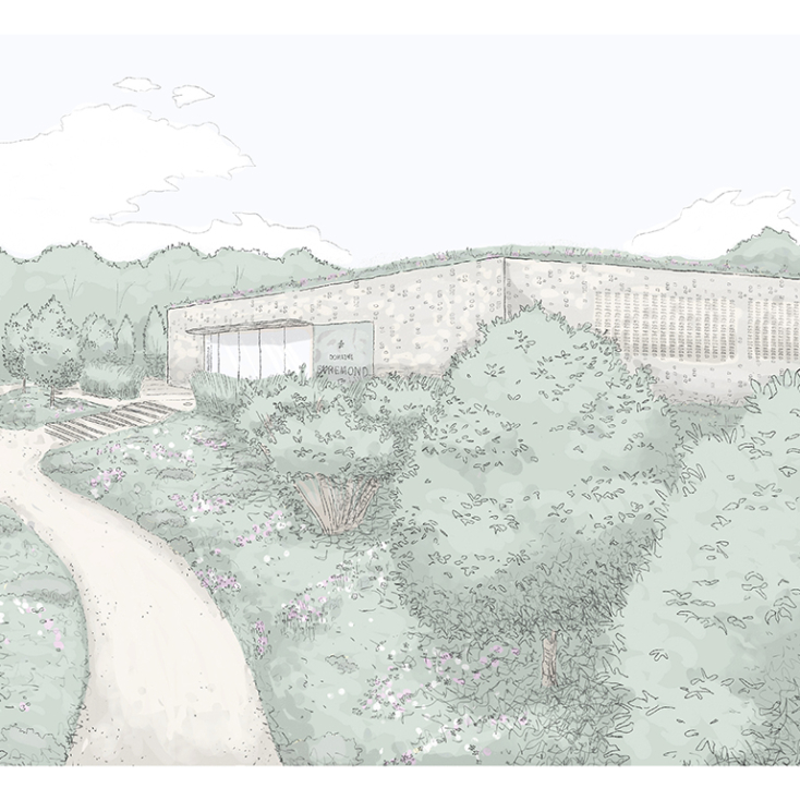 Illustration Of Domaine Evremond winery by Marian Boswall Landscape Architects