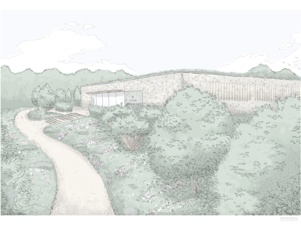 Illustration Of Domaine Evremond winery by Marian Boswall Landscape Architects