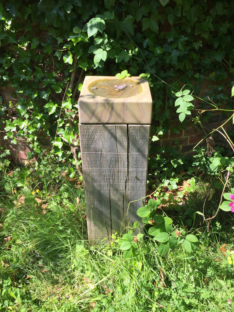 Bird Bath Post Wooden Marian Boswall Landscape Architects
