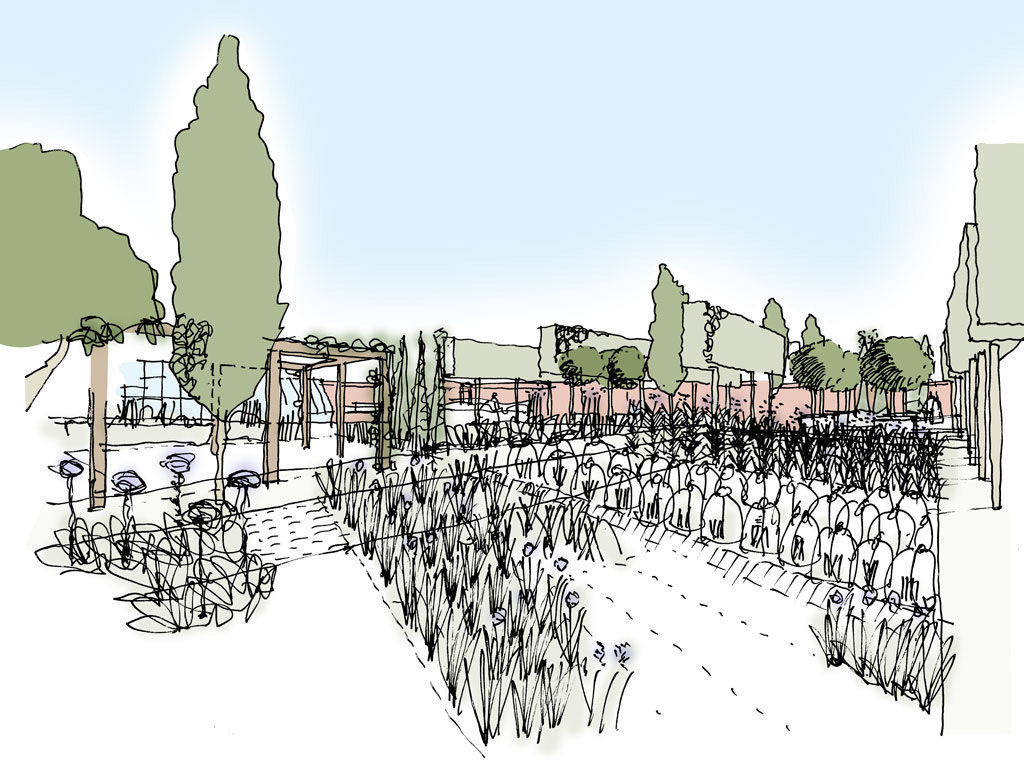 Walled Garden Perspective Sketch Walled Garden Perspective Sketch